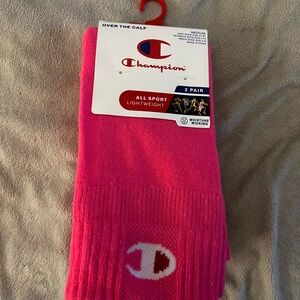 Champion Bright Pink Athletic Over the Calf Socks